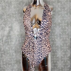 Leapord print one piece swimsuit